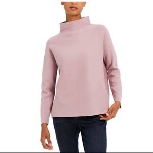 EILEEN FISHER Organic Cotton Funnel-Neck Top.Small